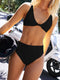 Women Front Knot Bikini Set Adjustable High Waisted Two Pieces Swimsuit