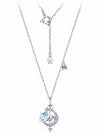 925 Silver Plated Rhinestone Pendant Necklace