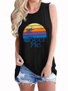 Women Good Vibes Tee  Rainbow Graphic Tank Top