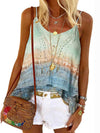 Women Tie Dye Top Spaghetti Strap Tank Top  T Shirt Tee