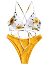 Women’s Two Piece Swimsuit Strapless Floral Print Bandeau Bikini Set