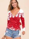 Women Christmas T Shirt Bandage Tops Blouse