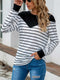 Women Striped T Shirt Color Block  Long Sleeve Tee Shirt