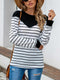 Women Striped T Shirt Color Block  Long Sleeve Tee Shirt