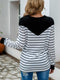 Women Striped T Shirt Color Block  Long Sleeve Tee Shirt