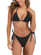 Women Ribbed String Triangle 2 Piece Bikini Set Swimsuit