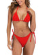 Women Ribbed String Triangle 2 Piece Bikini Set Swimsuit