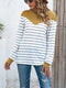 Women Striped T Shirt Color Block  Long Sleeve Tee Shirt