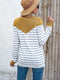 Women Striped T Shirt Color Block  Long Sleeve Tee Shirt