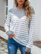 Women Striped T Shirt Color Block  Long Sleeve Tee Shirt