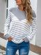 Women Striped T Shirt Color Block  Long Sleeve Tee Shirt