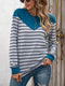 Women Striped T Shirt Color Block  Long Sleeve Tee Shirt