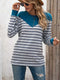 Women Striped T Shirt Color Block  Long Sleeve Tee Shirt